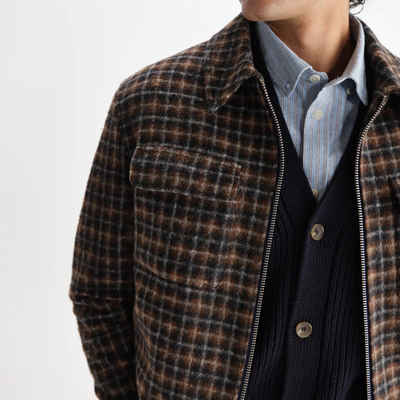 Osier Jacket, Drawn Check - Navy / Brown - Image 4