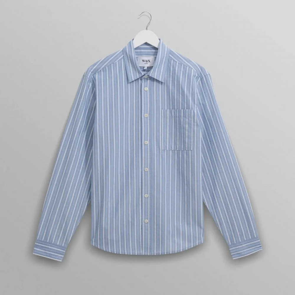 Rove LS Shirt, Cotton Poplin - Blue Stripe