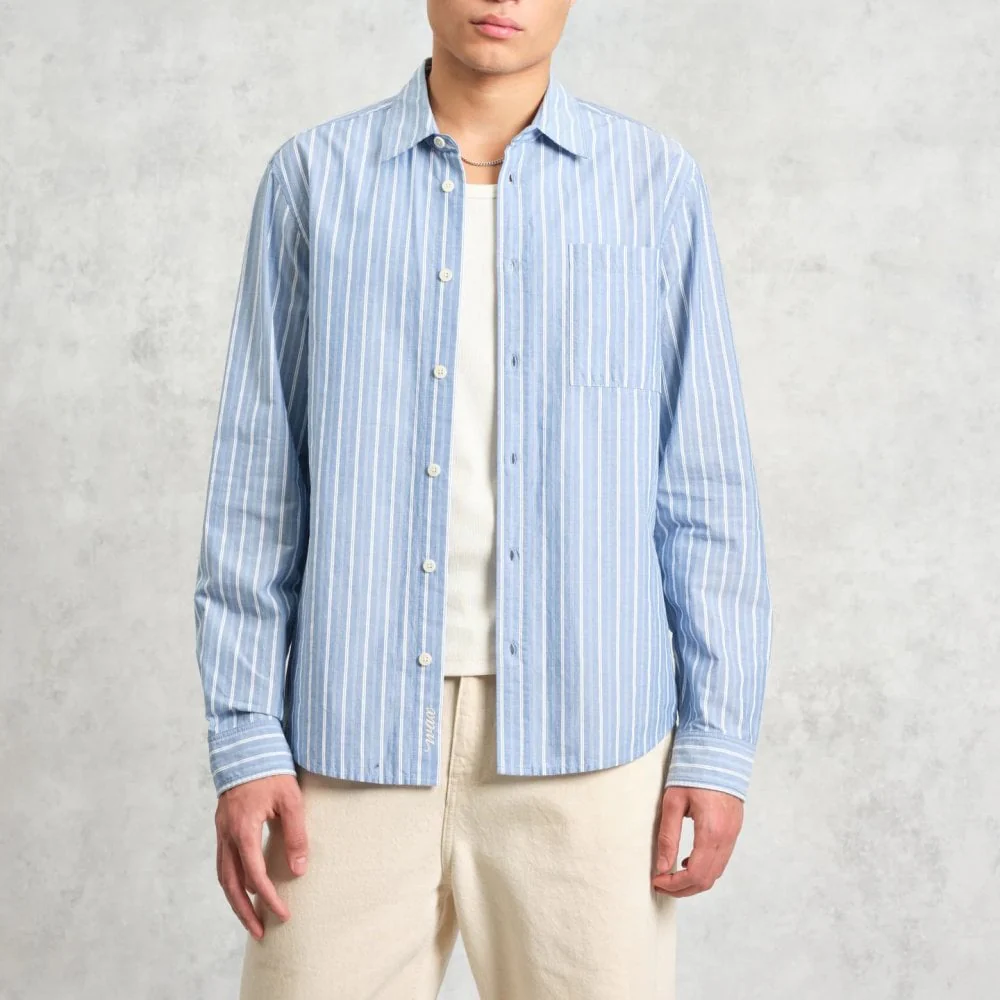 Rove LS Shirt, Cotton Poplin - Blue Stripe - Image 2
