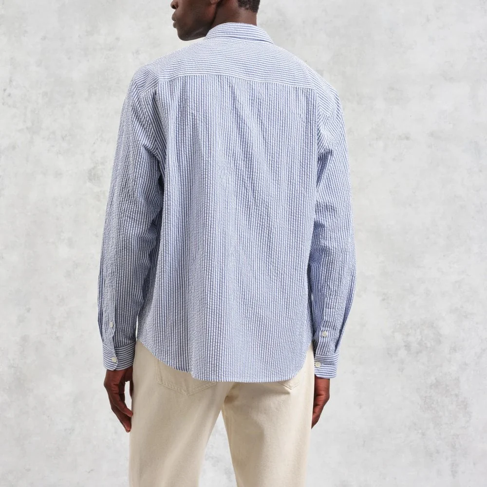 Rove LS Shirt, Cotton Seersucker Blue Stripe - Image 3