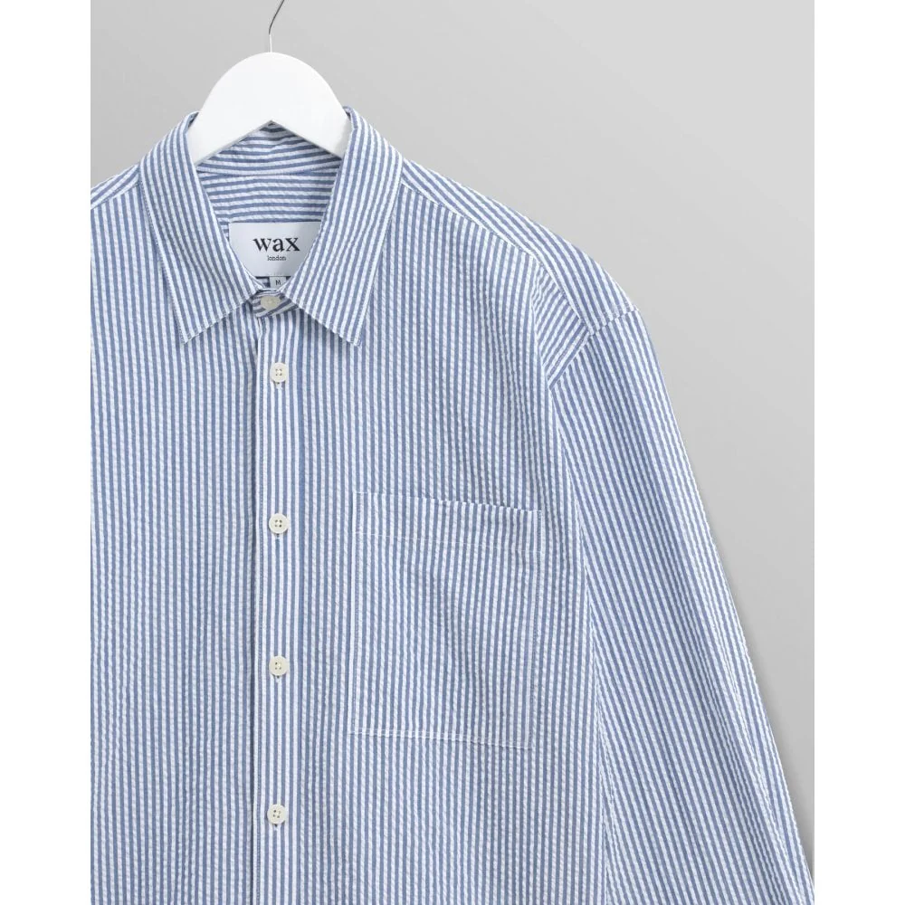 Rove LS Shirt, Cotton Seersucker Blue Stripe - Image 6