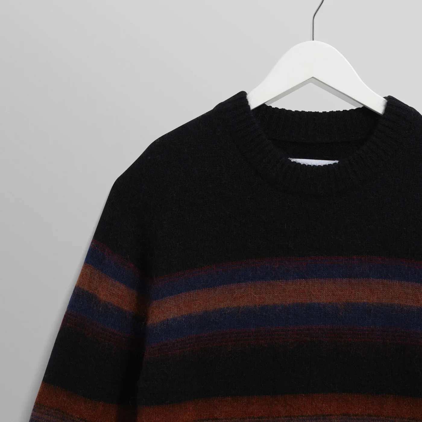 Wilde Crew Brush Stripe Wool Crewneck - Black / Dark Multi - Image 4
