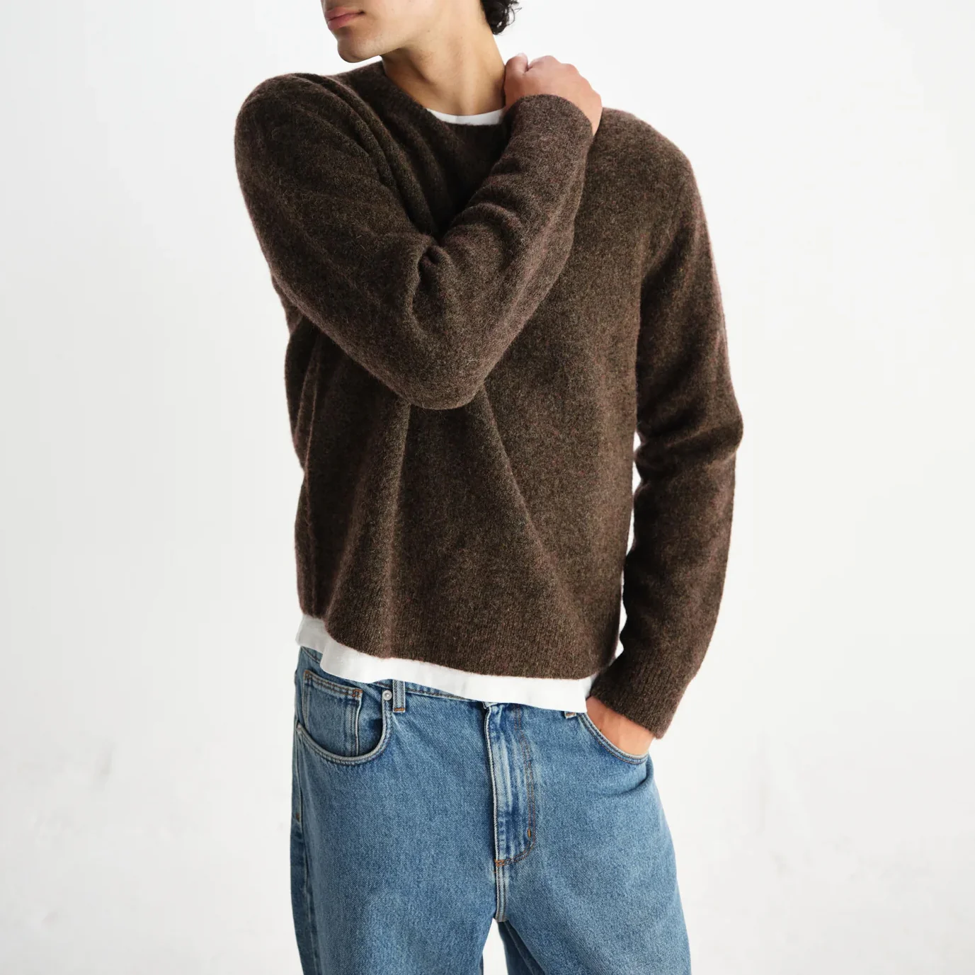 Wilde Crew Fluffy Wool Crewneck - Brown - Image 2