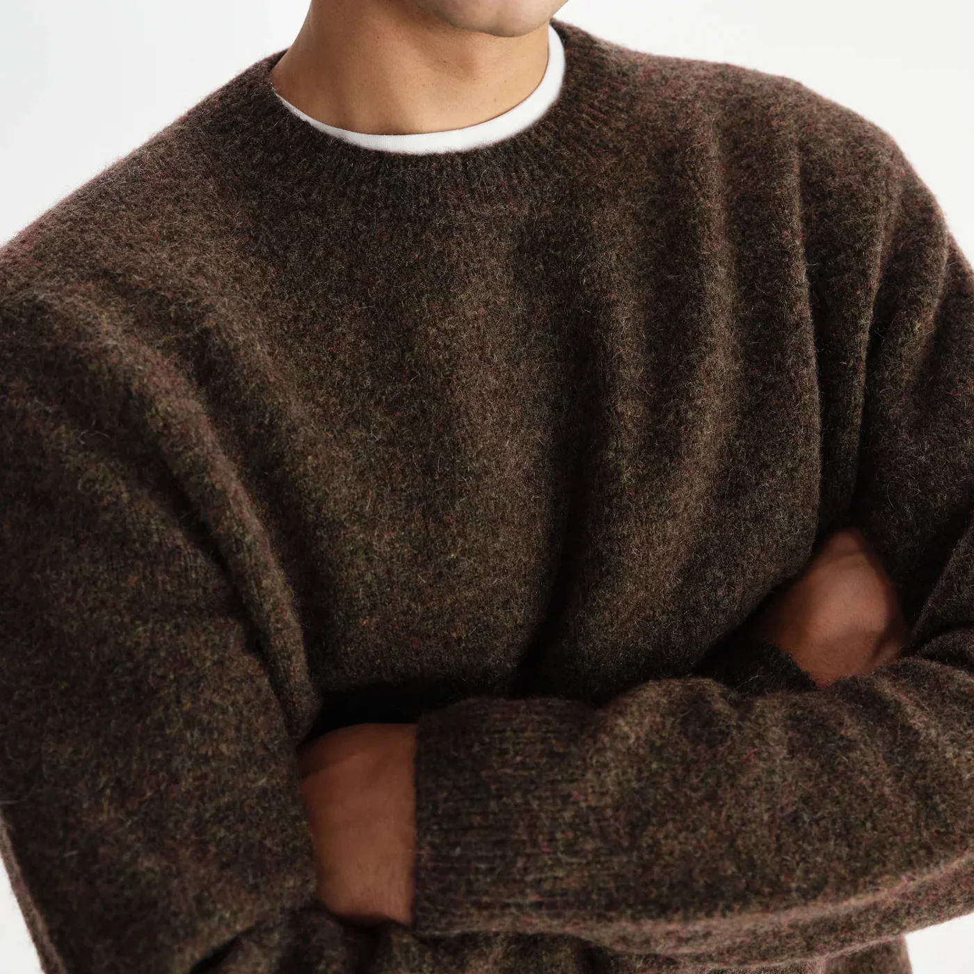Wilde Crew Fluffy Wool Crewneck - Brown - Image 3