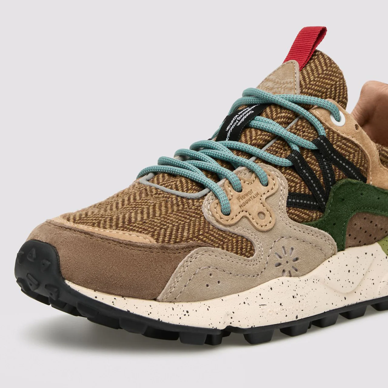 Yamano 3 Uni, Suede / Wool Knit Herringbone - Dark Grey / Mud / Light Brown - Image 2